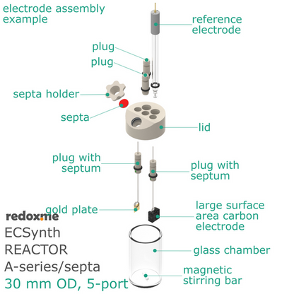 ELECTROSYNTHESIS REACTOR A-SERIES/SEPTA, 30 MM OD, 5-PORT