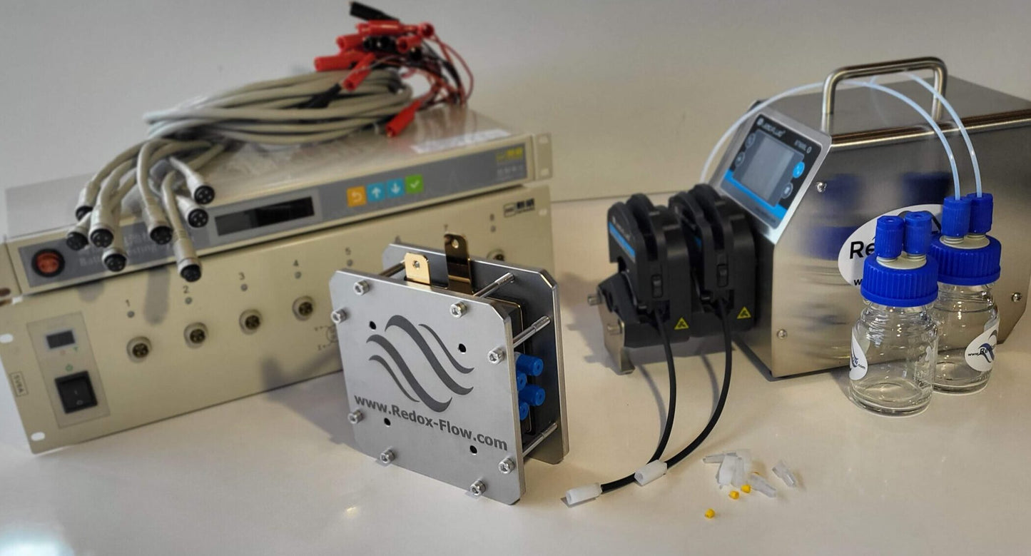 Complete Redox Flow Battery Test Cell Setup