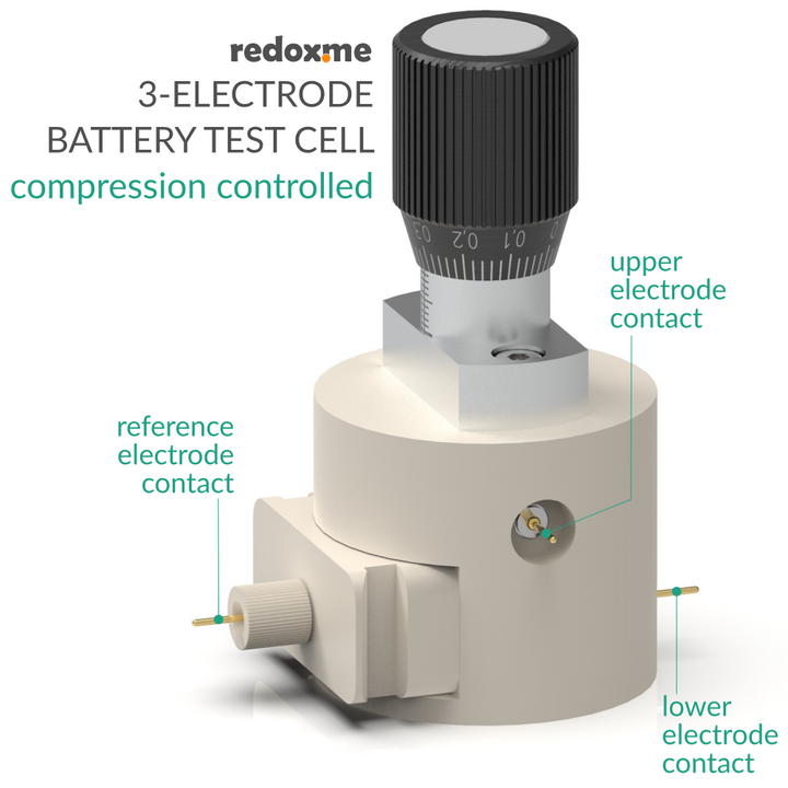 THREE ELECTRODE BATTERY TEST CELL – COMPRESSION CONTROLLED