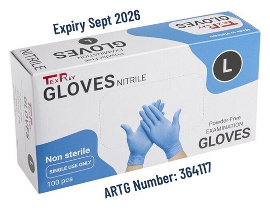 Premium TEXRAY Disposable Nitrile Exam Gloves - Large Box of 100