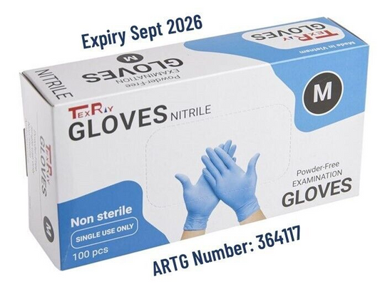 Premium TEXRAY Disposable Nitrile Exam Gloves - Medium Box of 100