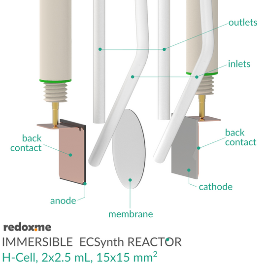 IMMERSIBLE ELECTROSYNTHESIS REACTOR, H-CELL, 2X1.5 ML, 15X15 MM2