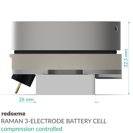 RAMAN THREE-ELECTRODE BATTERY CELL – COMPRESSION CONTROLLED