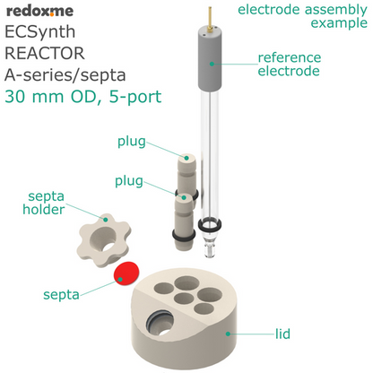 ELECTROSYNTHESIS REACTOR A-SERIES/SEPTA, 30 MM OD, 5-PORT