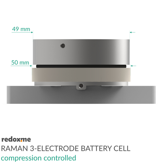 RAMAN THREE-ELECTRODE BATTERY CELL – COMPRESSION CONTROLLED