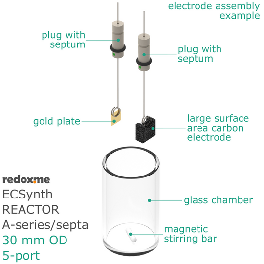 ELECTROSYNTHESIS REACTOR A-SERIES/SEPTA, 30 MM OD, 5-PORT