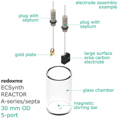 ELECTROSYNTHESIS REACTOR A-SERIES/SEPTA, 30 MM OD, 5-PORT