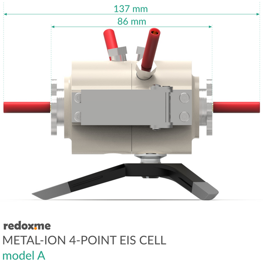 METAL-ION 4-POINT ELECTROCHEMICAL IMPEDANCE SPECTROSCOPY CELL, MODEL A