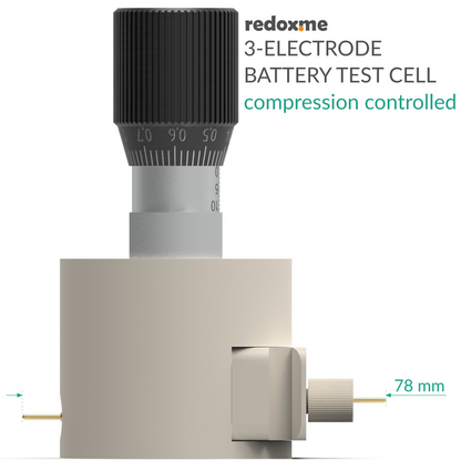 THREE ELECTRODE BATTERY TEST CELL – COMPRESSION CONTROLLED