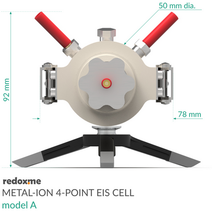 METAL-ION 4-POINT ELECTROCHEMICAL IMPEDANCE SPECTROSCOPY CELL, MODEL A