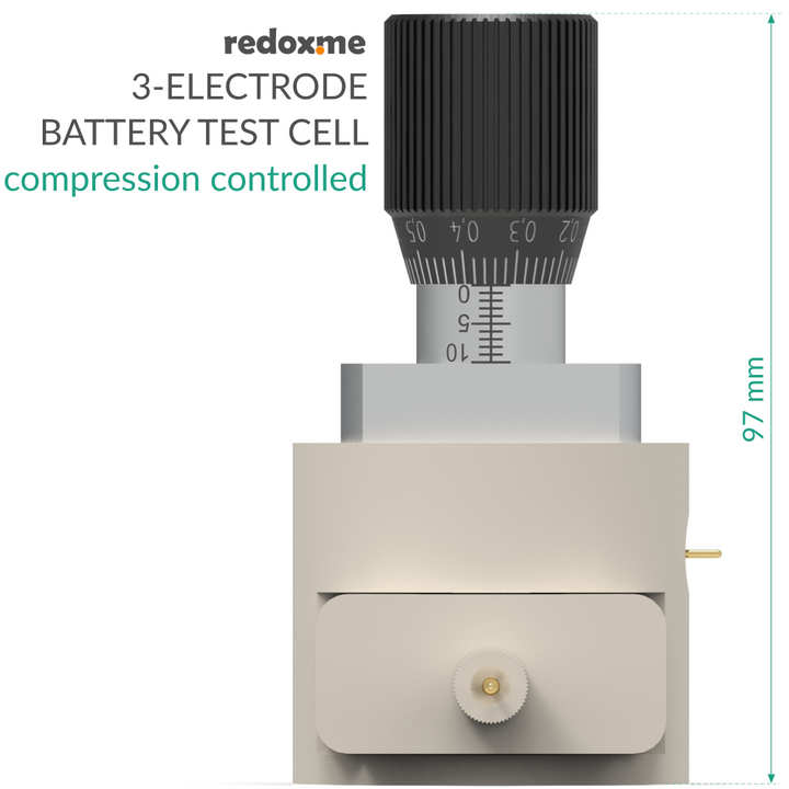 THREE ELECTRODE BATTERY TEST CELL – COMPRESSION CONTROLLED