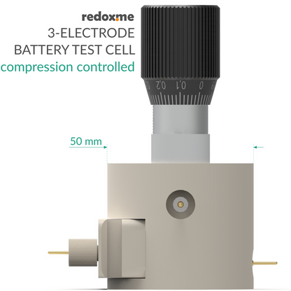 THREE ELECTRODE BATTERY TEST CELL – COMPRESSION CONTROLLED