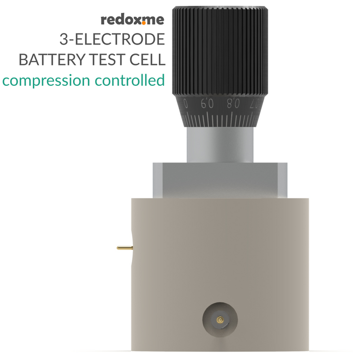 THREE ELECTRODE BATTERY TEST CELL – COMPRESSION CONTROLLED