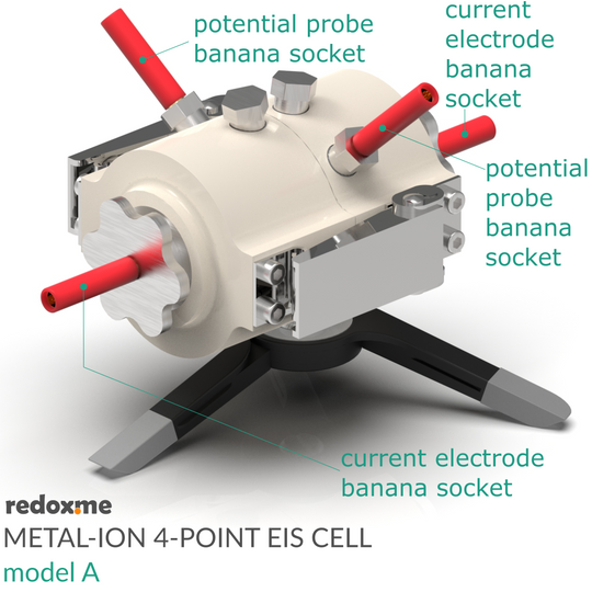 METAL-ION 4-POINT ELECTROCHEMICAL IMPEDANCE SPECTROSCOPY CELL, MODEL A