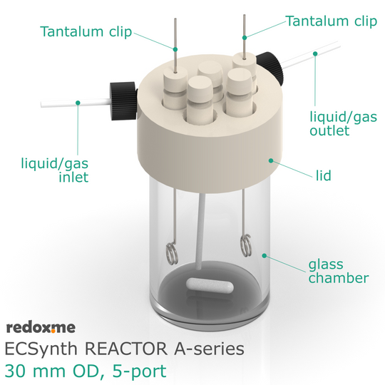 ELECTROSYNTHESIS REACTOR A-SERIES, 30 MM OD, 5-PORT