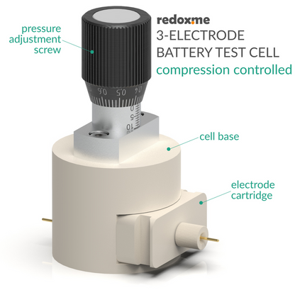 THREE ELECTRODE BATTERY TEST CELL – COMPRESSION CONTROLLED