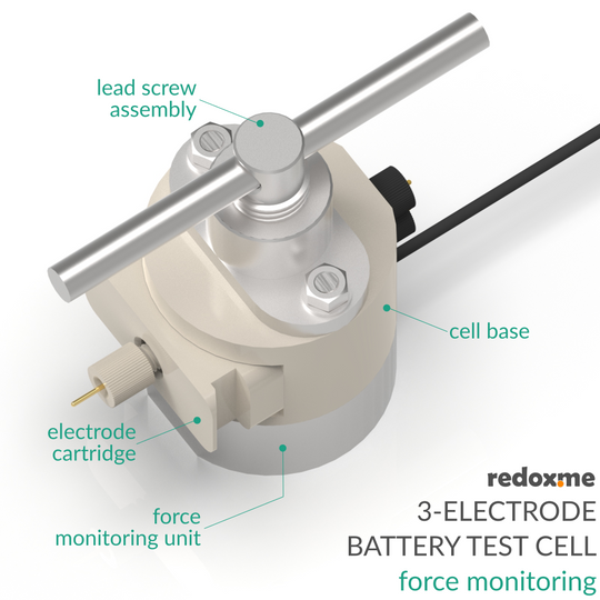 THREE ELECTRODE BATTERY TEST CELL – FORCE MONITORING