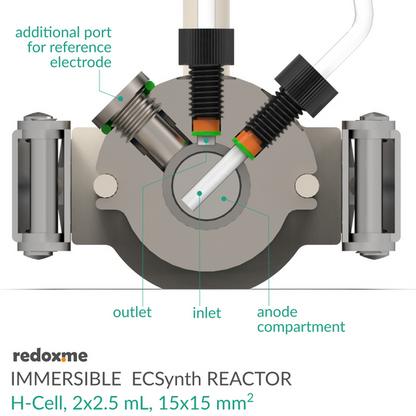 IMMERSIBLE ELECTROSYNTHESIS REACTOR, H-CELL, 2X1.5 ML, 15X15 MM2