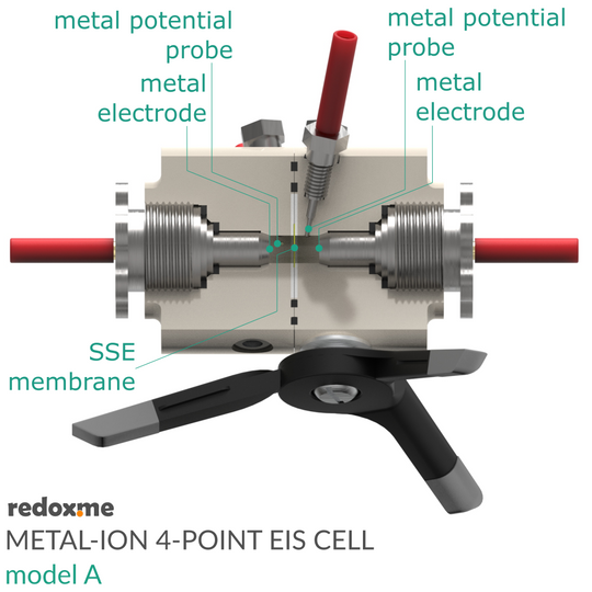 METAL-ION 4-POINT ELECTROCHEMICAL IMPEDANCE SPECTROSCOPY CELL, MODEL A