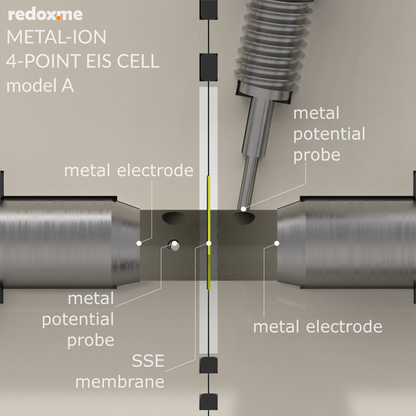 METAL-ION 4-POINT ELECTROCHEMICAL IMPEDANCE SPECTROSCOPY CELL, MODEL A