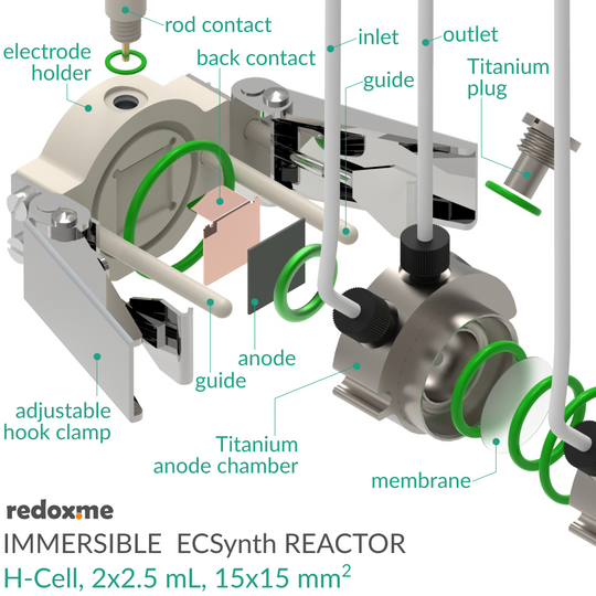 IMMERSIBLE ELECTROSYNTHESIS REACTOR, H-CELL, 2X1.5 ML, 15X15 MM2