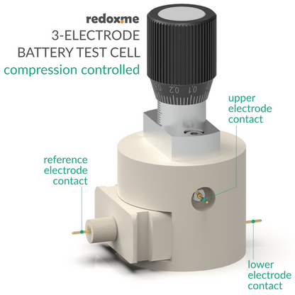 THREE ELECTRODE BATTERY TEST CELL – COMPRESSION CONTROLLED